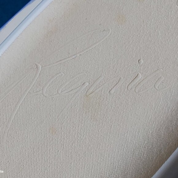 Studio pottery oblong serving dish with handles blue and pink flowers vtg 1993 - Picture 7 of 13